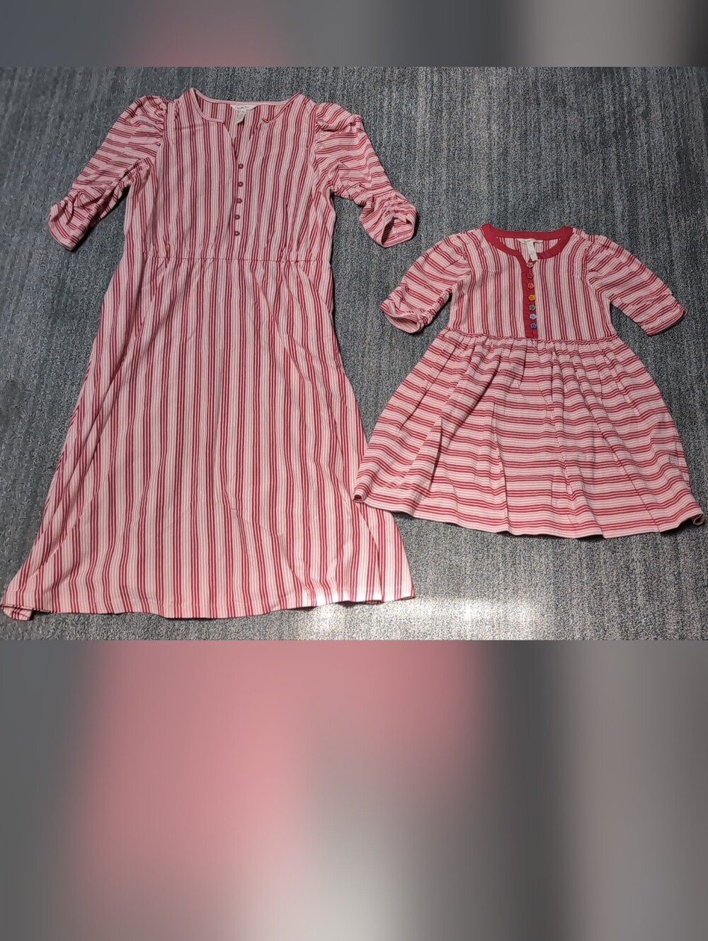 EUC Matilda Jane Womens (Medium) & Girls (8) Pink and White Striped Midi Dresses